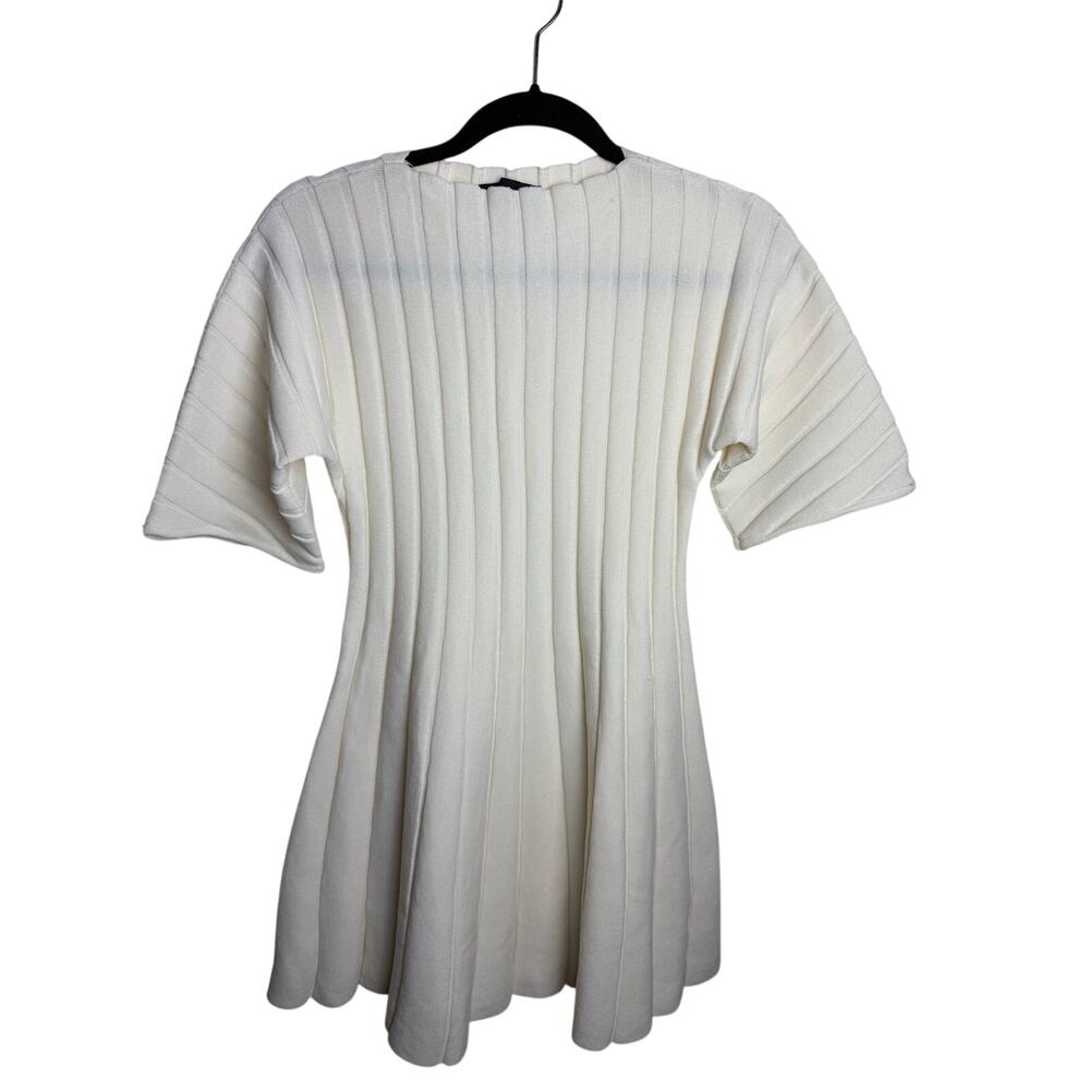 Zara Ivory Ribbed Knit Fit & Flare Mini Dress Size Medium